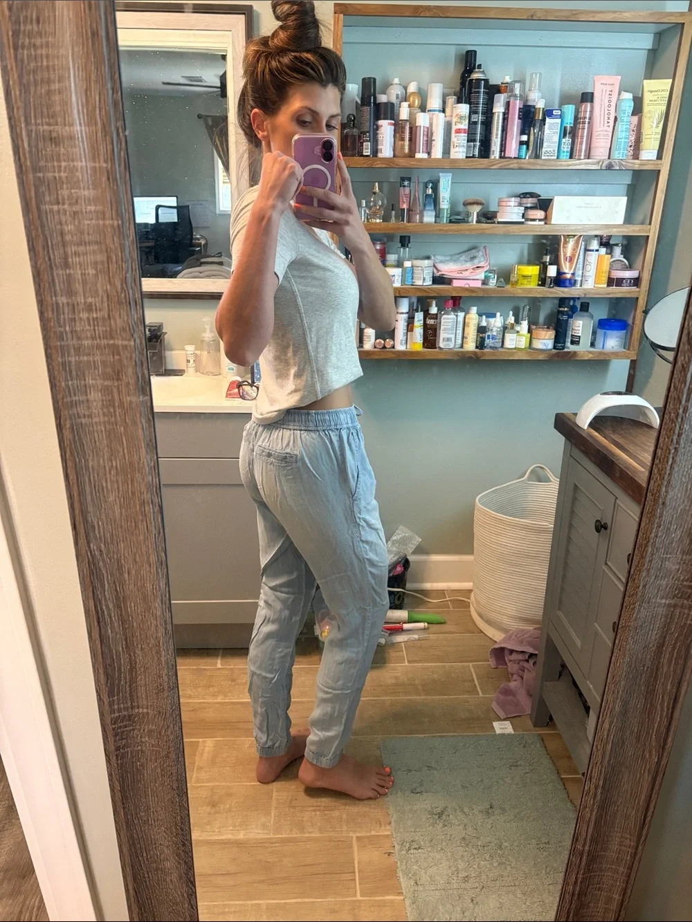 Michael Kors Light Blue Drawstring Jogger Pants
